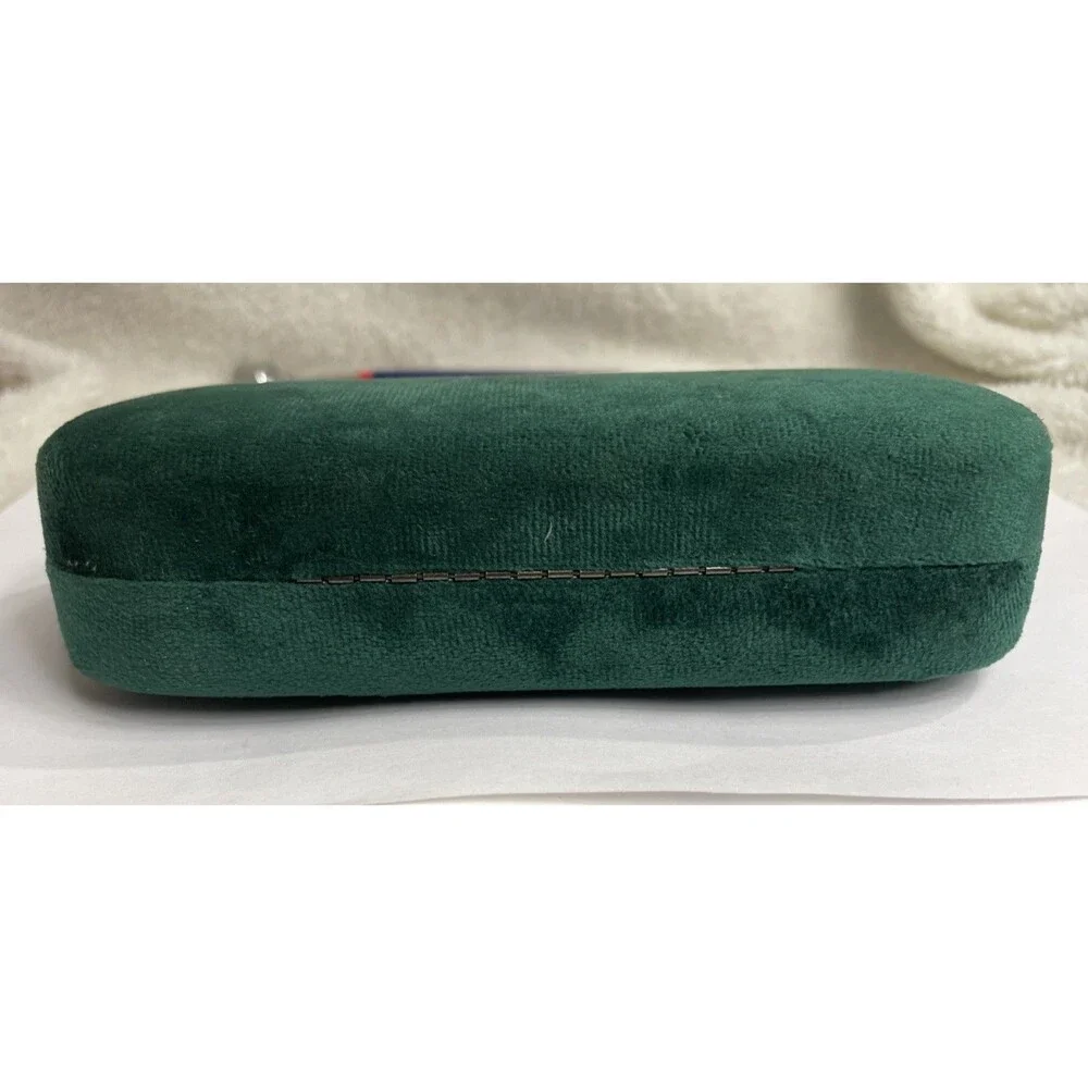NEW GUCCI TEAL GREEN VELVET LARGE CASE EYEGLASSES SUNGLASSES CASE